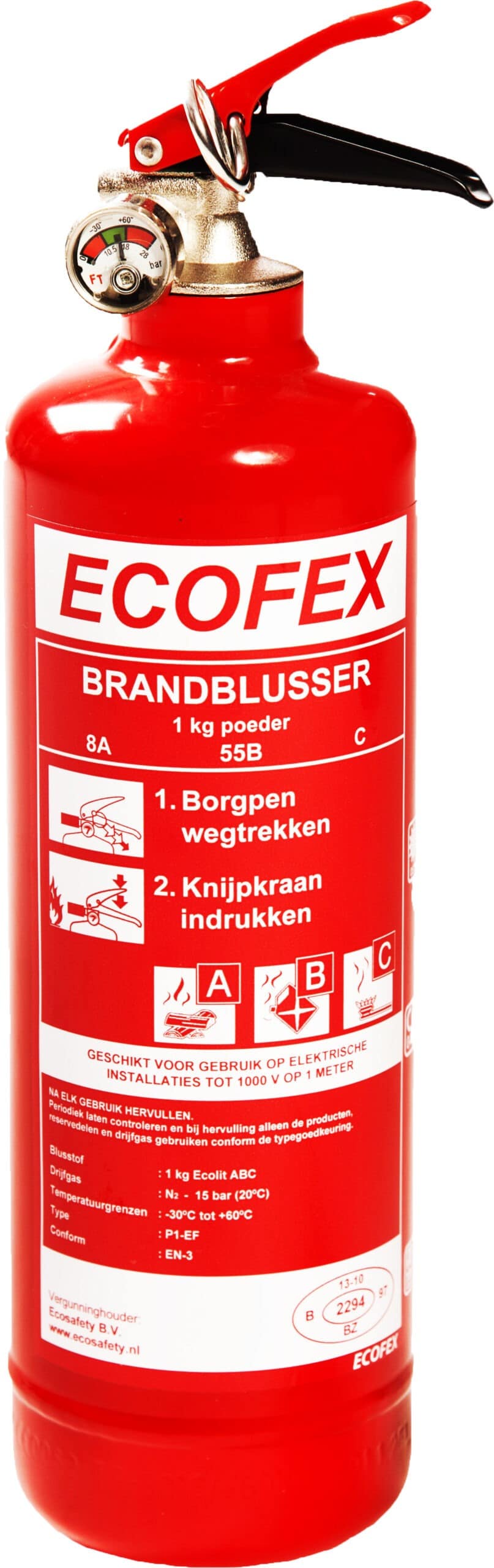 ECOFEX 1kg Poeder Brandblusser